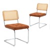 SlowlyHome Orange Velvet Cane Back Dining Chairs Set of 2,