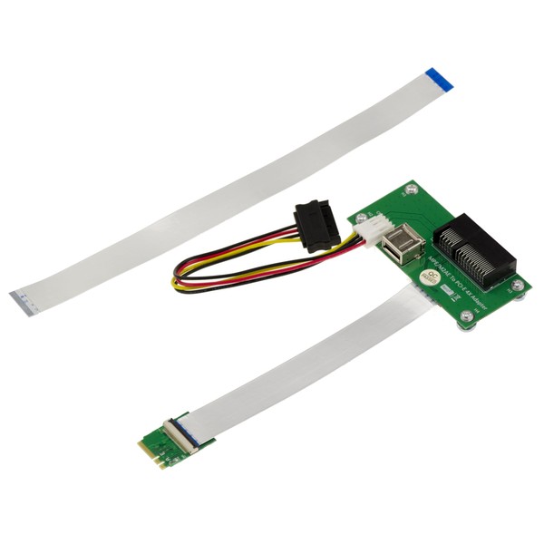 Kalea Informatique Adapter Riser PCIe x4 to M2 E A Key with Shielded Ribbon Cover 15 cm or 25 cm for Mounting a PCI Express 4X Card on an M.2 EA Key Port