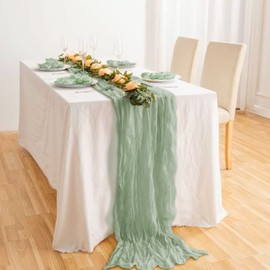 Cheese Cloth Table Runner, Sage Green, Muslin Table Runner, Wedding, Table Runner, Chiffon 90 x 400 cm, Green Table Runner, Modern Table Runner for Vintage Weddings, Birthdays