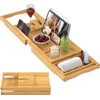 Foldable Bathtub Caddy Tray for Tub,Bamboo Expandable Bath Table Trays,Premium