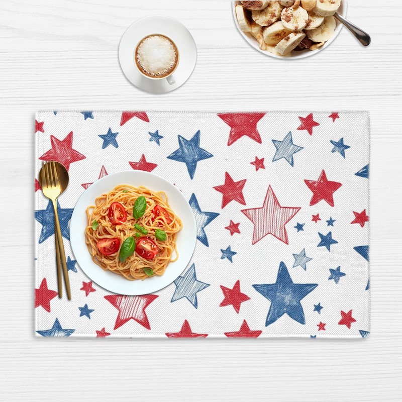 Linen Placemats Set of 6, Table Mats 12 x 18