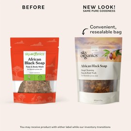 Sky Organics African Black Soap Bar for Body to Cleanse, Soothe & Refresh, 16 Oz