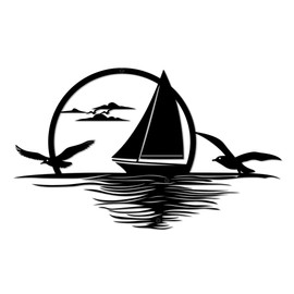 Sun Metal Wall Art Modern Sunset Wall Decor with Seagulls Minimalist Sunrise Line Art for Living Room Bedroom Office (Sunset)