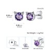 Purple Stud Earrings Sterling Silver Hypoallergenic Cute Cat Studs February