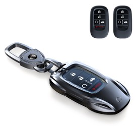 saxsion for Honda Key fob Cover with Keychain,2016-2022 2023 2024 2025 Civic Accord HR-V Pilot CR-V, Silicone,Ridgeline Car Key Fob Case Holder (Classic Black，For Honda-B)