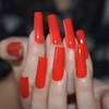 Bright Red Solid Color Press On Nails Extra Long Square