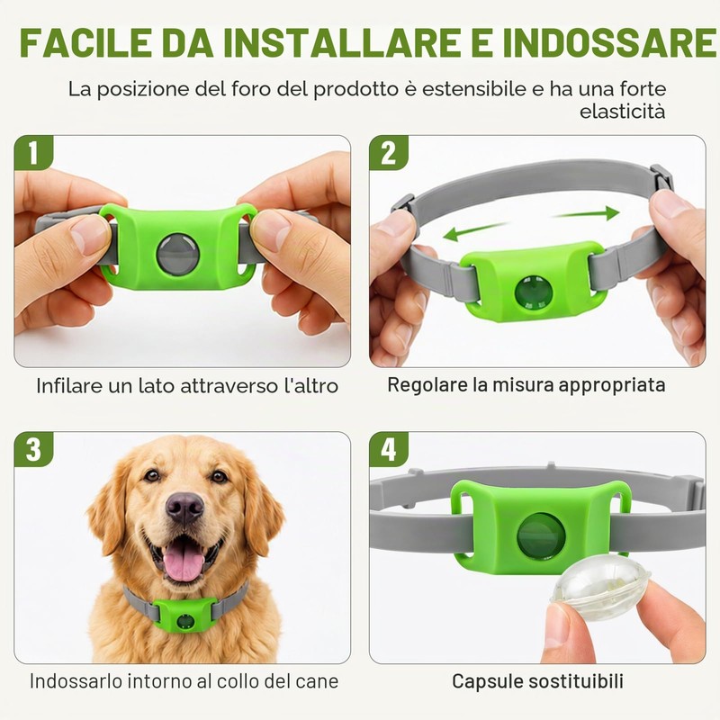 Collare Antiparassitario Cani Naturale - Ciondolo Repellente Pulci