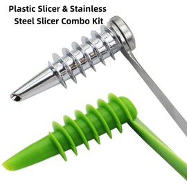 Piranha Spiral Cutter Spiral Knife Kitchen Accessories Tool, Curly Fry Cutter Plastic Spiral Slicer Stainless Steel Spiral Slicer for Vegetables Cucumber Potato 2Pcs