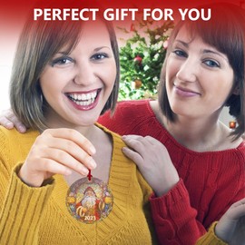 Jabihome Christmas Ornaments 2023, Christmas Gifts Exchange For Women, Men, Collectible Dated Year Ornaments For Tree, Unique Acrylic Suncatcher, Printed Stained Glass Effect Decor