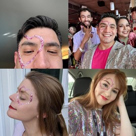 MEICOLY Pink Body Glitter,Singer Concerts Lover Heart Pink Face Glitter Gel,Chunky Hair Glitter,Mermaid Sequins Glitter Face Paint,Sparkling Body Glitter for Women,Festival Outfits for Women,50ML