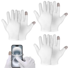 3 Paar Baumwollhandschuhe Weiß,Baumwollhandschuhe Für Trockene Hände,Feuchtigkeitsspendend,Kosmetisches Ekzem,Handspa & Schmuckinspektion,Waschbares Dehnbares Atmungsaktives Stoff Handschuhe