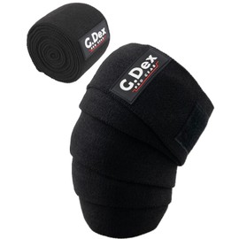 G.Dex ニースリーブ 筋トレ用 ニーラップ 筋トレサポーター 筋トレ 膝サポーター ウェイトトレーニング 200cm 正規品(2pcs)(BLACK)