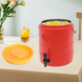 Insulated Beverage Dispenser 6.6 Gallon - Ice & Hot Drink Dispenser, Portable Cooler with Spout and Handles, Outdoors Jug for Hot Water Coffee, Chocolate, Tea, Cold Milk, Cocoa, Red