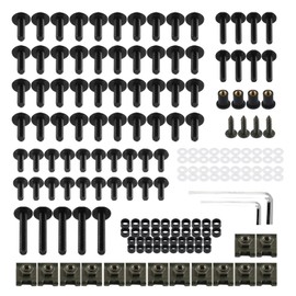 Zikefest 177PCS Motorcycle Fairing Bolt Kit, M5 M6 Stainless Steel Windscreen Screws, Motorcycle Windshields Fasteners Clips, Universal Fairing Bolts Nut Clips Kit for Most Motorcycles