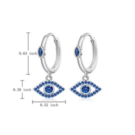 Evil Eye Earrings for Women Sterling Silver Blue Greek Evil Eye Hoop Earrings Dangle Drop Protection Leverback Amulet Turkish Jewelry Birthday Gifts