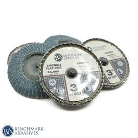 Benchmark Abrasives 3" Quick Change Zirconia Curved Fillet Weld Flap Disc Grinding Wheel with a Male R-Type Back Design for Cleaning Finishing Deburring of Irregular Surfaces (Pack of 10) - 80 Grit