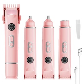 WillowGlow 4-in-1 Bikini Trimmer for Women, Painless & Waterproof Electric Razor for Silky Smooth Bikini Line, Legs & More, Rechargeable with LED Light (Pink)