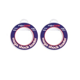 FISHZONE - 2 x MEGA SHOCK LEADER 100m Spools Marine Grade Transparent Sea Fishing Line - 30lb 50lb 60lb 70lb - High Abrasion & Knot Strength - For Shock Leader & Rig Body (2 x 100m 70lb 0.82mm)