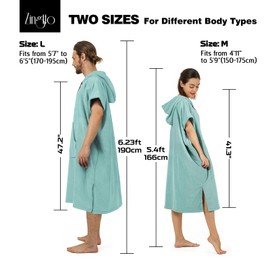 Zingtto Surf Poncho Changing Robe Extra Large Thick Towel Poncho for Men Women with Hood Pocket for Beach Swimming, 41"x33", Teal