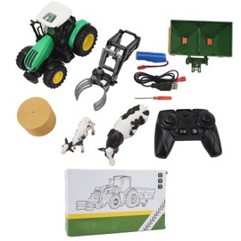 3 in 1 RC Tractor 3.7V 500mAh 2.4 Ghz 1:24 Anti Interference RC Farm Tractor Toy for Kids Over 3 Green
