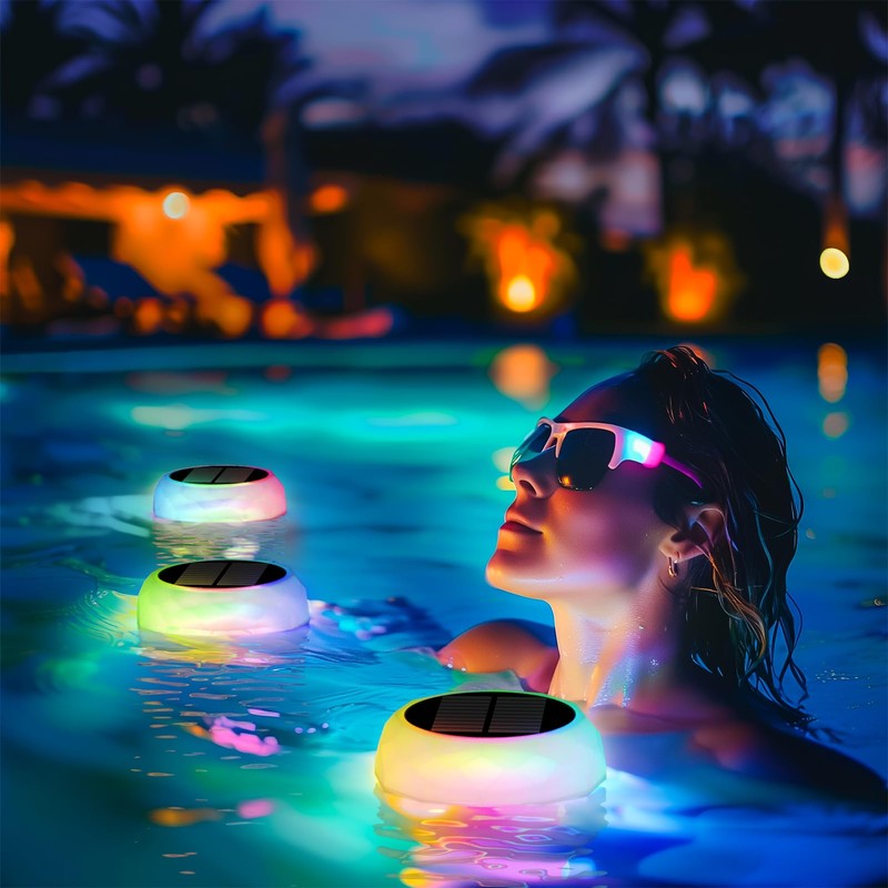 BASON LIGHTING Solar Powered Floating Pool Light with Chlorine Tablet