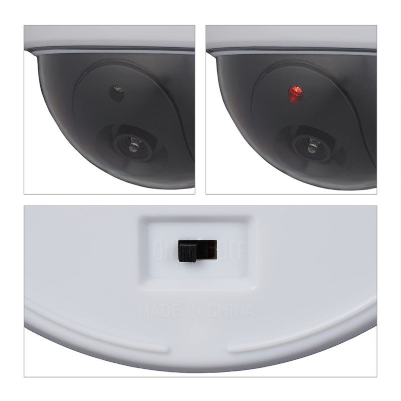 Relaxdays 3 x Camera Dummy Flashing LED Light Indoor &