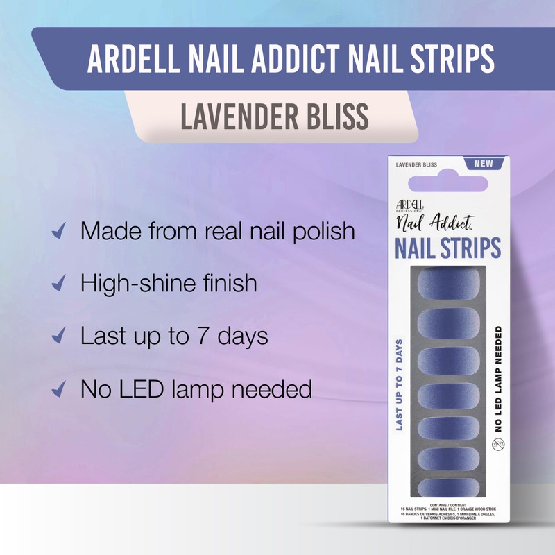 Ardell Nail Strips - Lavender Bliss, Easy to Apply Wraps,