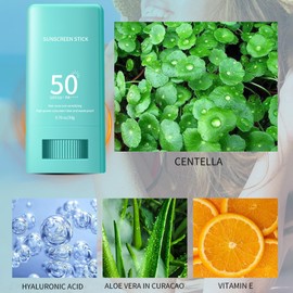 Sunscreen Stick, Centella & Vitamin E spf 50 Face Moisturiser Anti-Age, Waterproof Sun Stick Prevents Sunburn & Moisturizes Skin
