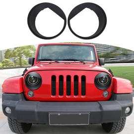 RT-TCZ for Wrangler JK Angry Eyes Headlight Cover Trim Bezels for Jeep Wrangler JK JKU Unlimited 2007-2017 Angry Matt Black Exterior Accessories 2pcs