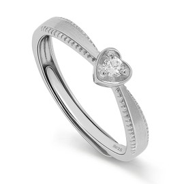Meissa Herzform-Versprechensring für Damen, 925 Sterling Silber Verlobungsring Hochzeitsbandring Zirkonia-Statement-Ring für Reisen und Jahrestag