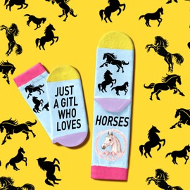 Horse Gift for Women Set Horse Necklace Horse Gifts Socks Horse Stickers 50 Pcs Horse tote Bag-Horse Lovers Gifts