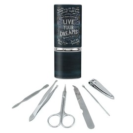 Live Your Dreams Be True to You Believe Inspirational Stainless Steel Manicure Pedicure Grooming Beauty Care Travel Kit