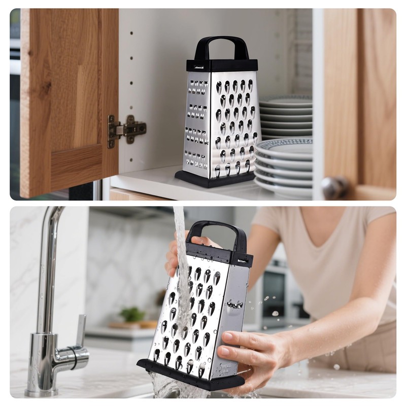 YC Kitchen Cheese Grater, Box Grater for Cheese Stainless Steel
