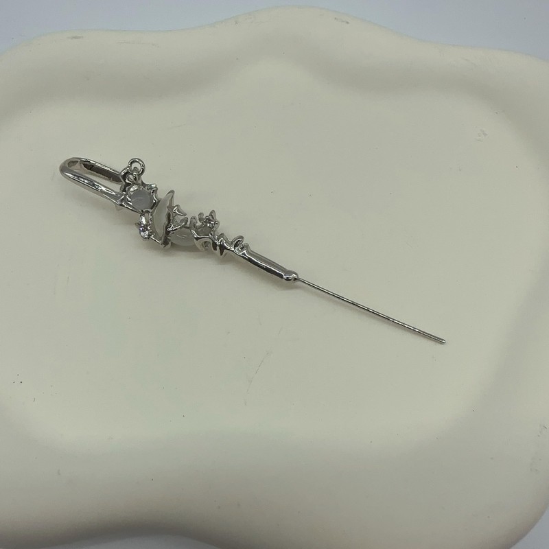 Vintage Ear Wrap Crawler Hook Earrings Silver Black Cross Moon
