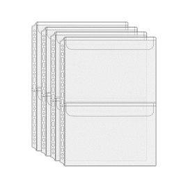 Mogoostry A4 Binder Pockets Zipperless Cash Envelopes 2 Pocket Binder Sleeves with Flap Binder Pouches Loose Leaf Inserts Folder Photocard Sleeve Filing Bags