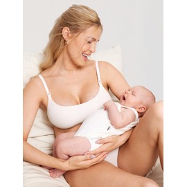MOMANDA Women's Inbarely Nursing Bra Seamless Wireless Nursing Bras Unlined Maternity Bralettes for Breastfeeding Coconut White X-Large