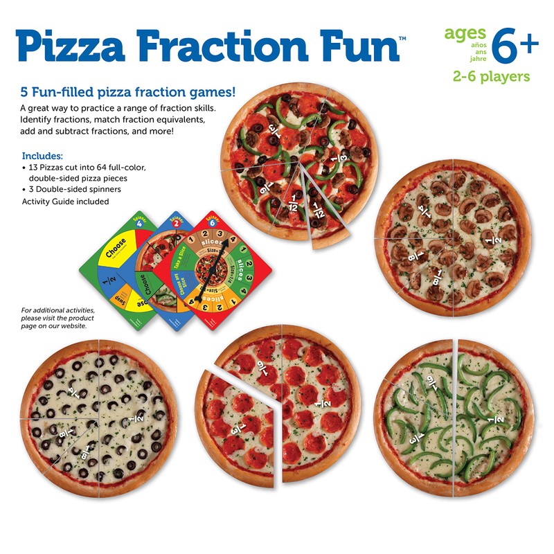Learning Resources Pizza Fraction Fun Game, 13 Fraction Pizzas, 67