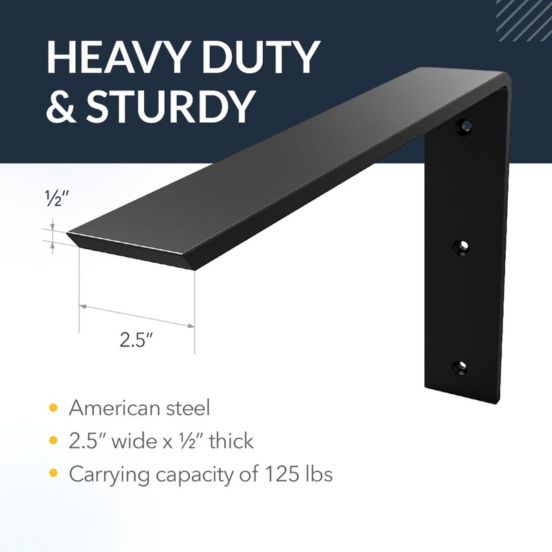 Iron Supports Front Mount L Bracket - Heavy Duty Steel