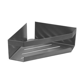 Schöner Wohnen Kollektion Eckablage Mod. Meleto aus rostfreiem Edelstahl in Gun-Metal Grey für Badezimmer ohne Bohren mit Klebepad-Technologie Maße 28,5 cm x 8 cm x 18 cm