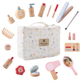 Wooden Make-Up Play Set Girls Vanity Case Wooden Children's Make-Up Set Toy