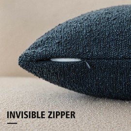 Foindtower Pack of 2, Decorative Textured Boucle Throw Pillow Covers Accent Solid Pillow Cases Cozy Soft Couch Cushion Case for Chair Sofa Bedroom Living Room Home Decor 22x22 Inch Dark Blue