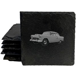 Cruise in Chrome: 1955 Bel Air Coasters for Classic Car Fans - Square Slate - set of 8
