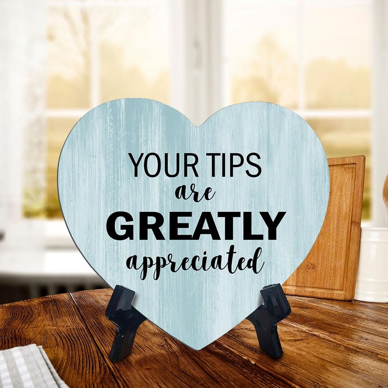 Signs ByLITA Heart Your Tips Are Greatly Appreciated, Wood Color,