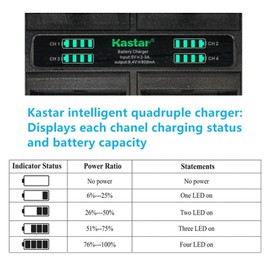 Kastar Quadruple Battery Charger Compatible with Sony ILCE-7SM2, Alpha 7S II, α7S II, a7S II, ILCE-QX1, ILCE-QX1L, NEX-3, NEX-3N, NEX-5, NEX-5N, NEX-5R, NEX-5T, NEX-6, NEX-7, NEX-C3 Camera