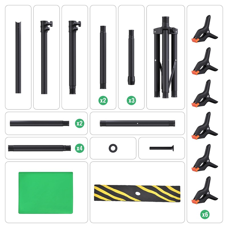 Forlogic Green Screen Backdrop Kit with Stand, 8x7.2ft Portable GreenScreen
