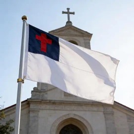 Embroidered Polyester Christian Flag 5x8 ft Waterproof Durable Outdoor USA Church Cross Jesus Flags with 3 Brass GrommetsColor: 5x8 feet, Size: 5x8ft