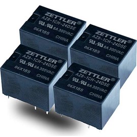 American Zettler 5 Pin PCB 6A @300VAC Relay 24Vdc Miniature Sealed SPDT AZ8-1CH-24DSE (Pack of 4)