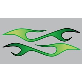 No. 2 Semi Truck Flame Decals - Key Lime (Green) - Old School Hot Rod Airbrushed Style - 2 pc. Set