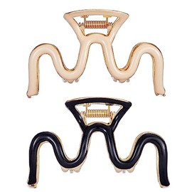 Pinzas para El Cabello Grandes de Metal, Paquete de 2 Pinzas de Mandíbula Negras de 3.3 Pulgadas para Cabello Grueso y Rizado, Pinzas Antideslizantes 