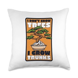 Bonsai Tree Plant Tools Care Kit Set Gifts Ideas I Grow Trunks Penjing Indoor Pots Bonsai Throw Pillow, 18x18, Multicolor